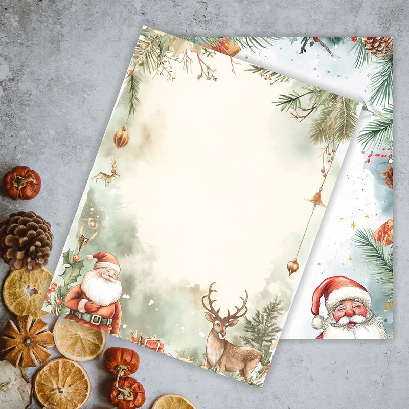 PARTH IMPEX 56 Sheets Christmas Writing Paper 8.5x11 - Letter Size Stationery Holidays Winter Party Looking Santa Letterhead Printer Paper - 120gsm Thick Decorative Double-sided Design - Image 5